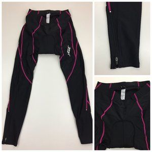 XGC Black Dark Pink Zip Ankle Padded Biking Cycling Legging Pant